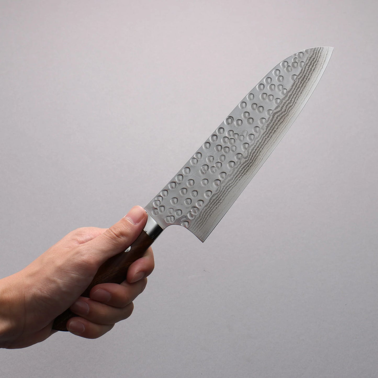 Thương hiệu Takeshi Saji Samurai SRS 13 Thép Damascus Rèn thủ công vân búa (hình tròn) Dao đa năng Santoku 180mm chuôi dao gỗ Lim