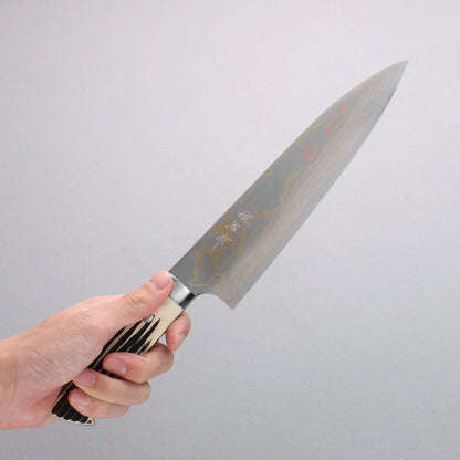 Thương hiệu Takeshi Saji Thép xanh No.2 Thép Damascus có màu Dao đa năng Gyuto 210mm chuôi dao sừng nhung hươu trắng