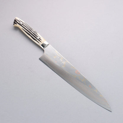 Thương hiệu Takeshi Saji Thép xanh No.2 Thép Damascus có màu Dao đa năng Gyuto 240mm chuôi dao sừng nhung hươu trắng