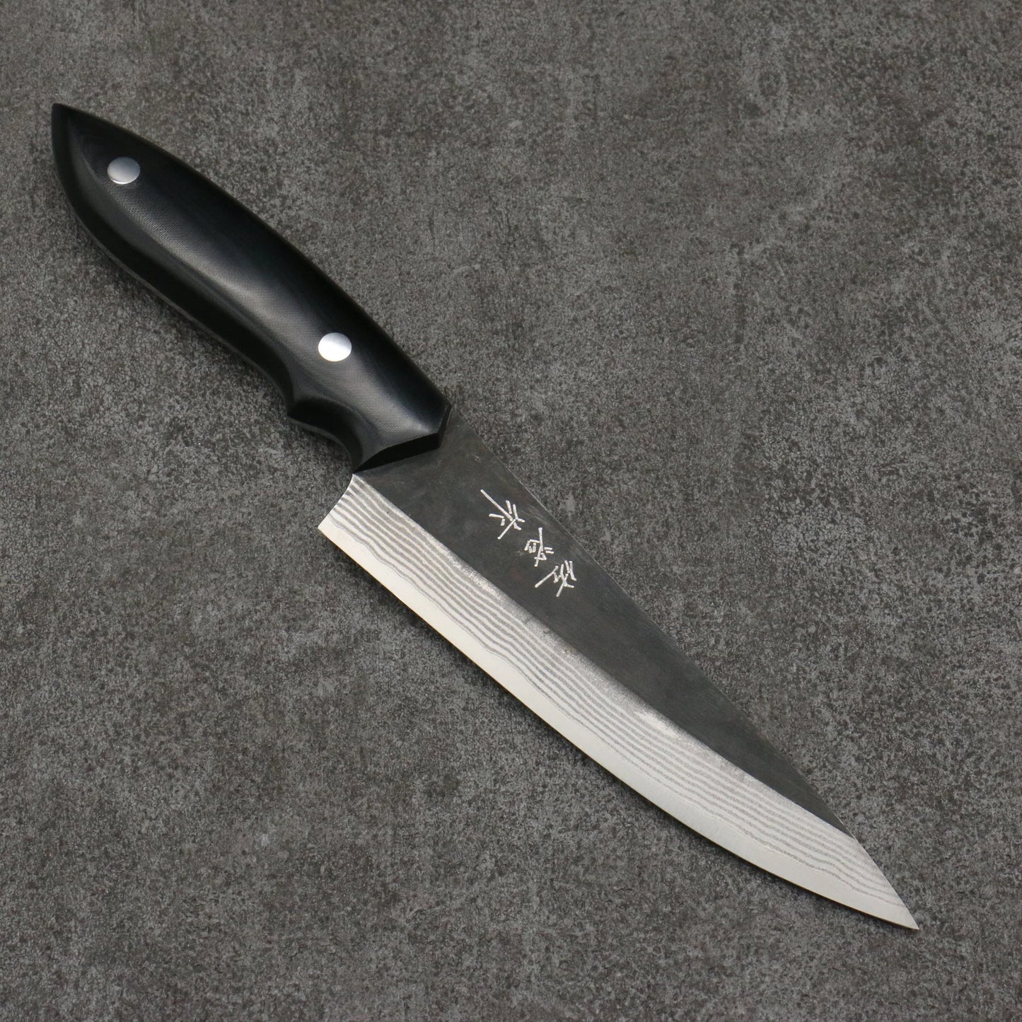 Free ship - Thương hiệu Takeshi Saji Thép siêu xanh Thép Damascus đen Dao nhỏ đa năng Petty 130mm chuôi dao Micarta đen