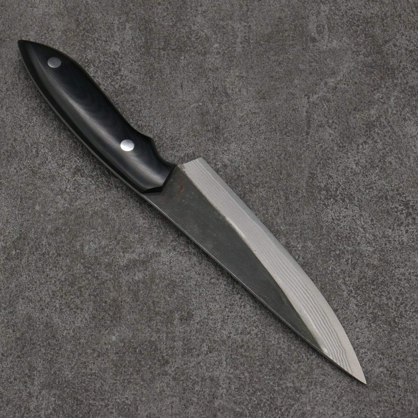 Free ship - Thương hiệu Takeshi Saji Thép siêu xanh Thép Damascus đen Dao nhỏ đa năng Petty 130mm chuôi dao Micarta đen