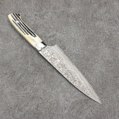 Takeshi Saji R2/SG2 Black Damascus Gyuto Japanese Knife 150mm White Deer Horn Handle