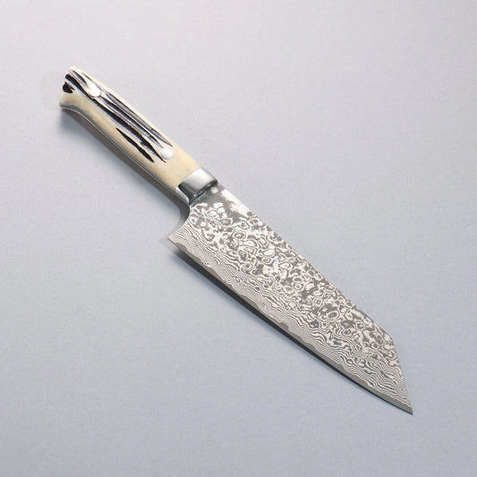 Thương hiệu Takeshi Saji SG2 Thép Damascus màu đen Dao đa năng Bunka 180mm chuôi dao sừng nhung hươu màu trắng