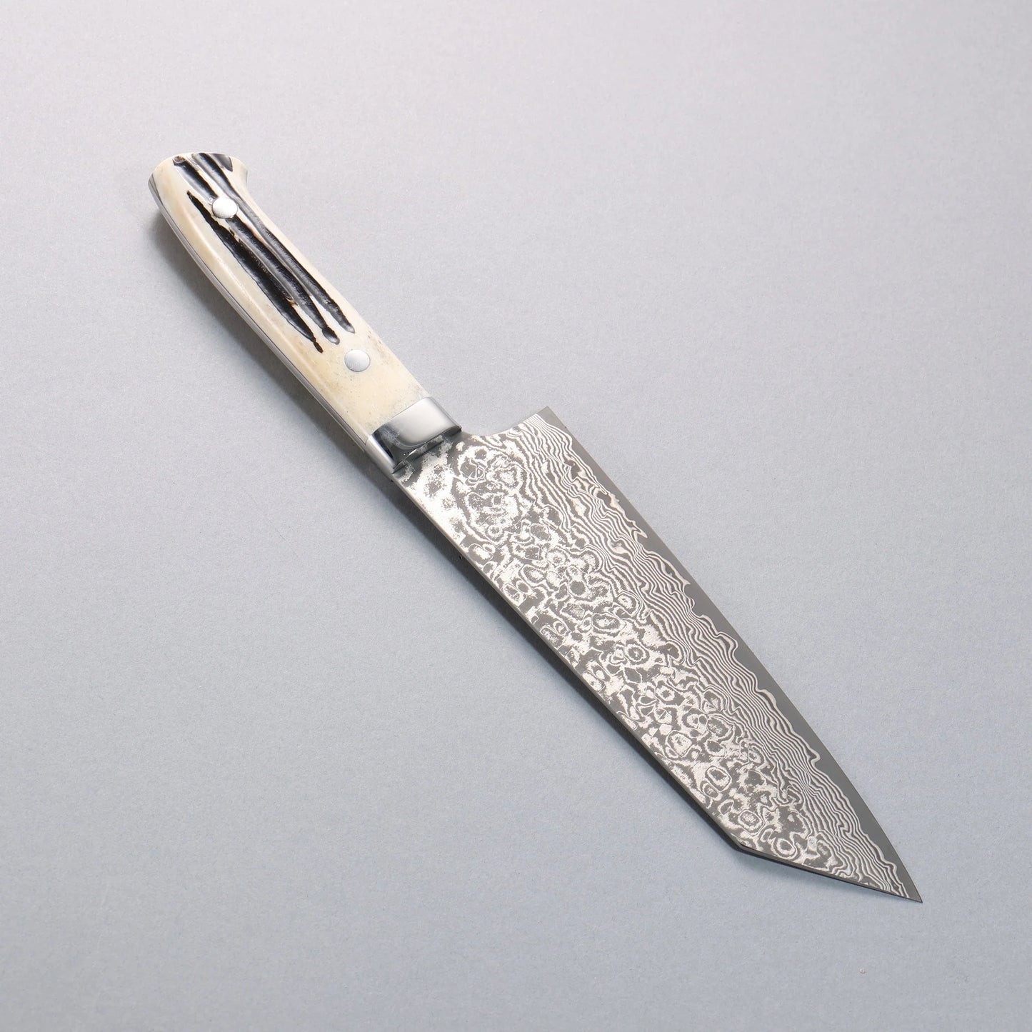 Thương hiệu Takeshi Saji SG2 Thép Damascus màu đen Dao đa năng Bunka 180mm chuôi dao sừng nhung hươu màu trắng