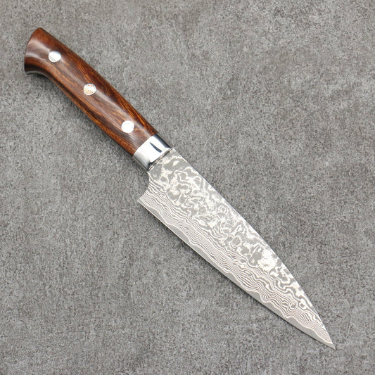 Free ship - Thương hiệu Takeshi Saji SG2 Thép Damascus đen Dao nhỏ đa năng Petty 130mm chuôi dao gỗ Lim