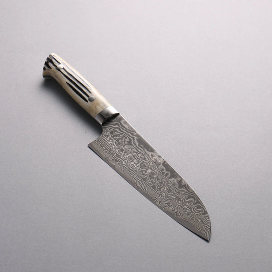 Thương hiệu Takeshi Saji SG2 Thép Damascus đen Dao đa năng Santoku 180mm chuôi dao sừng nhung hươu trắng