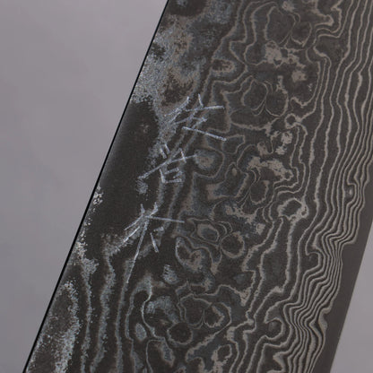 Thương hiệu Takeshi Saji SG2 Thép Damascus đen Dao đa năng Santoku 180mm chuôi dao sừng nhung hươu trắng