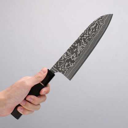 Thương hiệu Takeshi Saji SG2 Thép Damascus đen Dao đa năng Santoku 180mm chuôi dao gỗ Mun