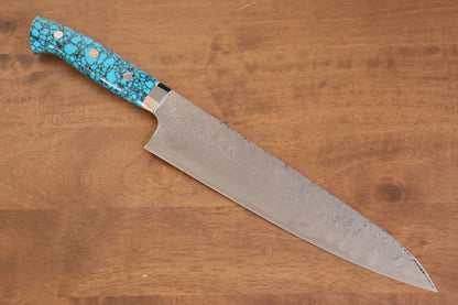 Thương hiệu Takeshi Saji Samurai thép SG2 bề mặt kim cương hoàn thiện Dao đa năng Gyuto 240mm chuôi dao màu xanh ngọc lam (loại Nomura)