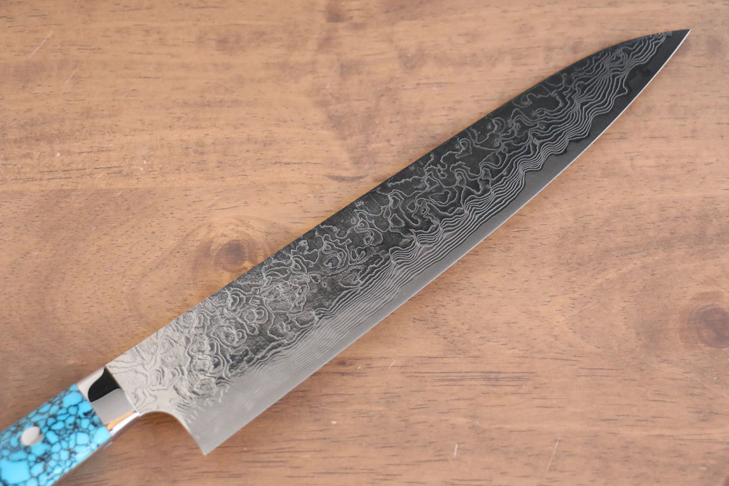 Thương hiệu Takeshi Saji Samurai thép SG2 bề mặt kim cương hoàn thiện Dao đa năng Gyuto 240mm chuôi dao màu xanh ngọc lam (loại Nomura)