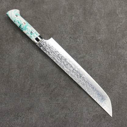 Thương hiệu Takeshi Saji Samurai Thép SG2 Damascus kim cương hoàn thiện Dao saki maru Sujihiki 240MM chuôi dao trắng đá Cẩm Thạch xanh hoa văn Acrylic