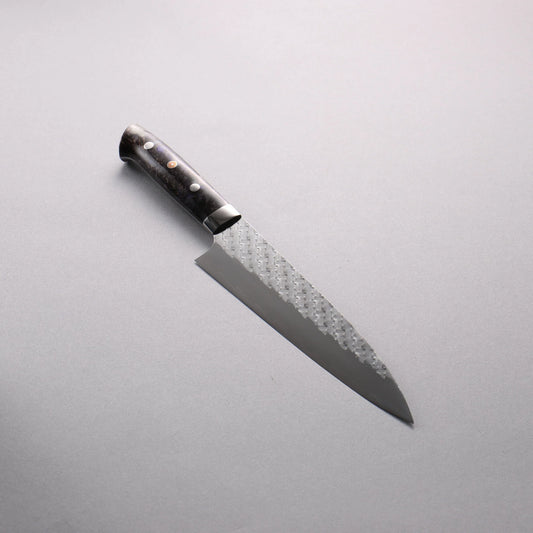 Thương hiệu Takeshi Saji Samurai thép SPG STRIX vân búa đánh bóng hoàn thiện Dao Gyuto chuyên dụng 210mm chuôi dao tím bạch kim đá Cẩm Thạch hoa văn nhựa Acrylic