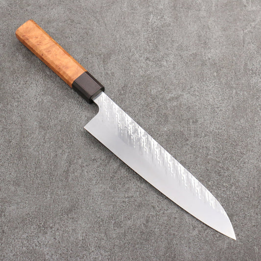 Thương hiệu Takeshi Saji Saji Samurai thép SPG STRIX vân búa được đánh bóng hoàn thiện Dao đa năng Gyuto 210mm chuôi dao gỗ Quince (bọc: Gỗ mun)