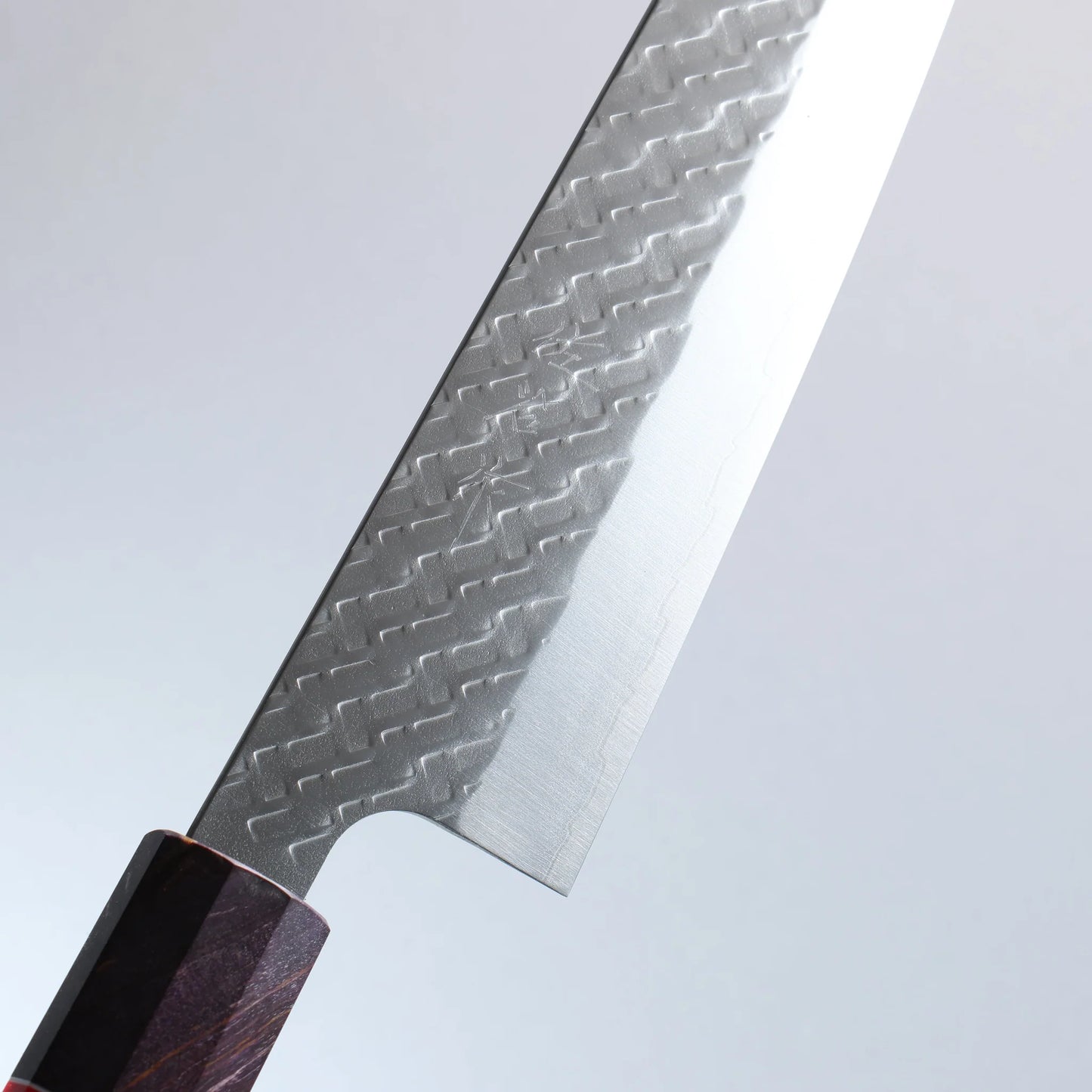 Thương hiệu Takeshi Saji SPG STRIX vân búa Thép Damascus dao rèn thủ công đánh bóng hoàn thiện Dao đa năng Gyuto 210mm chuôi dao gỗ ổn định màu tím (vòng đỏ và trắng)