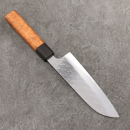 Thương hiệu Takeshi Saji Samurai thép SPG STRIX vân búa được đánh bóng hoàn thiện Dao đa năng Santoku 165mm chuôi dao gỗ Quince (bọc: Gỗ mun)