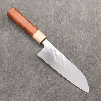 Thương hiệu Takeshi Saji Samurai thép SPG STRIX Dao thủ công rèn đánh bóng hoàn thiện Dao đa năng Santoku 165mm chuôi dao gỗ Quince (bọc: gỗ phong cứng)