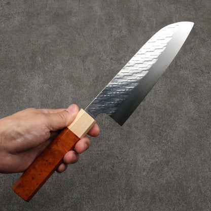 Thương hiệu Takeshi Saji Samurai thép SPG STRIX Dao thủ công rèn đánh bóng hoàn thiện Dao đa năng Santoku 165mm chuôi dao gỗ Quince (bọc: gỗ phong cứng)