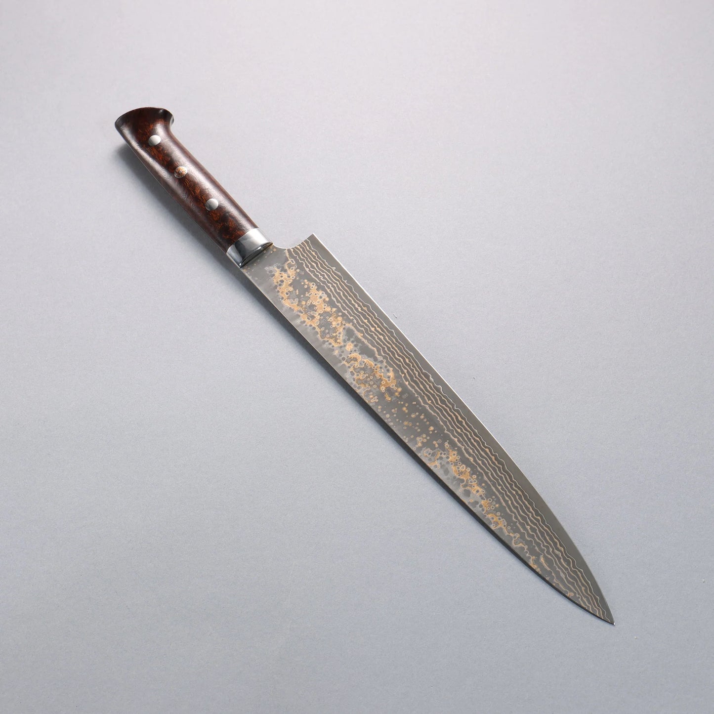 Thương hiệu Takeshi Saji VG10w Thép Damascus có màu đánh bóng hoàn thiện màu đen Dao lọc gân chuyên dụng Sujihiki 270mm chuôi dao gỗ Lim