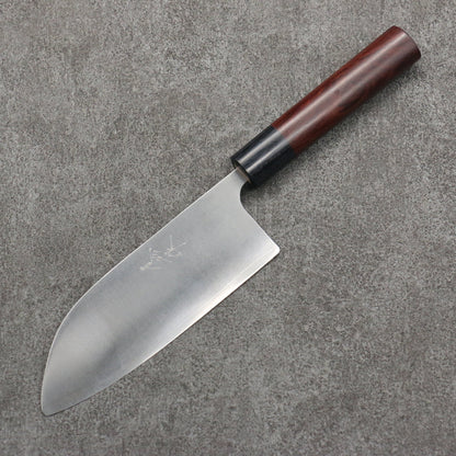 Thương hiệu Shugo Ogata Sakimaru thép SG2 hoàn thiện Dao Santoku loại nhỏ đánh bóng 150MM tay cầm bằng gỗ đàn hương hoa hồng (bọc: ván ép đen)