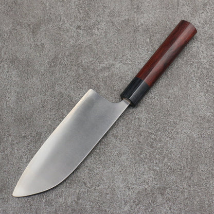 Thương hiệu Shugo Ogata Sakimaru thép SG2 hoàn thiện Dao Santoku loại nhỏ đánh bóng 150MM tay cầm bằng gỗ đàn hương hoa hồng (bọc: ván ép đen)