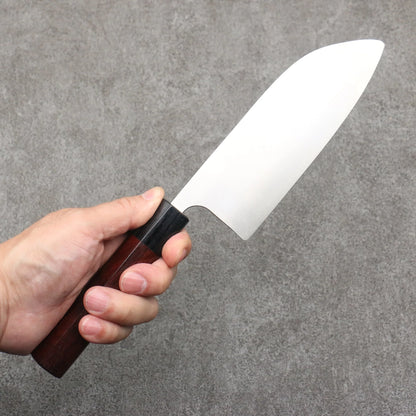 Thương hiệu Shugo Ogata Sakimaru thép SG2 hoàn thiện Dao Santoku loại nhỏ đánh bóng 150MM tay cầm bằng gỗ đàn hương hoa hồng (bọc: ván ép đen)