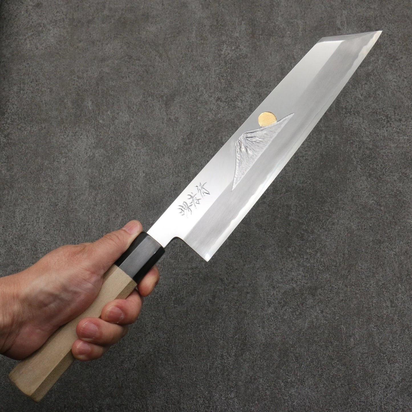 Thương hiệu Sakai Takayuki Kubota Fuji và hoàng hôn thép xanh số 2 dao đa năng Kiritsuke Gyuto 270MM chuôi dao gỗ Pak (bọc: trâu nước)