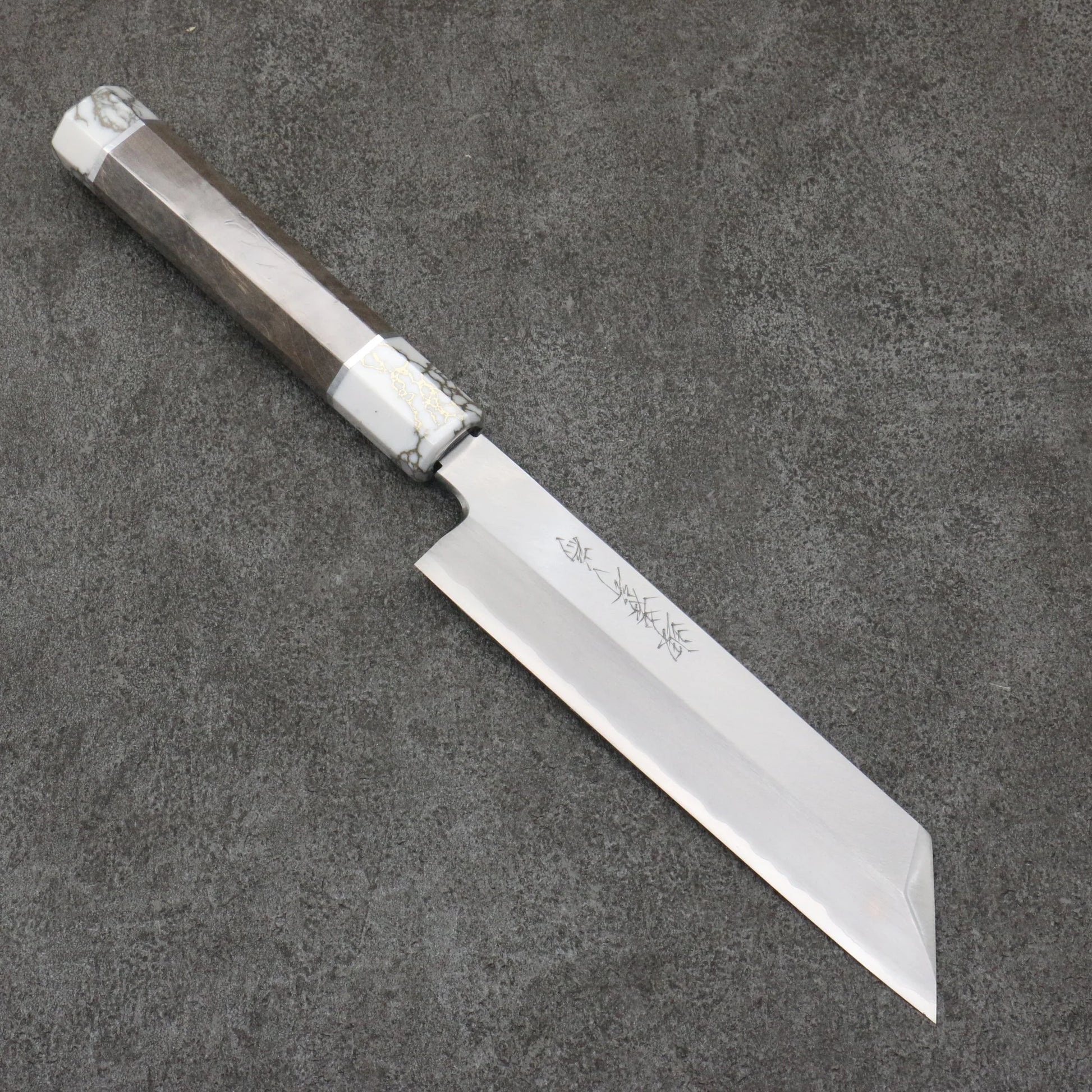 Takayuki Sakai Chef Series Ginsanko Mukimono Knife 180MM Stabilized Wood (Both Wheels: White) Handle with Sheath 堺 孝行 シェフシリーズ 銀三鋼 ムキ物包丁 180MM スタビライズドウッド (両輪:白)柄 鞘付き Free ship - Thương hiệu Sakai Takayuki Chef Series Thép Bạc No.3 Dao gọt vỏ, thái rau chuyên dụng Mukimono 180mm Có kèm bao