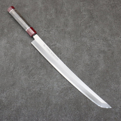 Takayuki Sakai Zangetsu Ginsanko Saki Maruyanagiba Knife 330MM Stabilized Wood Handle with Sheath 堺 孝行 斬月 銀三鋼 先丸柳刃包丁 330MM スタビライズドウッド柄 鞘付き Free ship - Sakai Takayuki Trảm Nguyệt Zangetsu Thép Bạc No.3 Dao thái cá shashimi chuyên dụng Yanagiba (cán tròn) 330mm chuôi dao gỗ Stabilized Có kèm bao