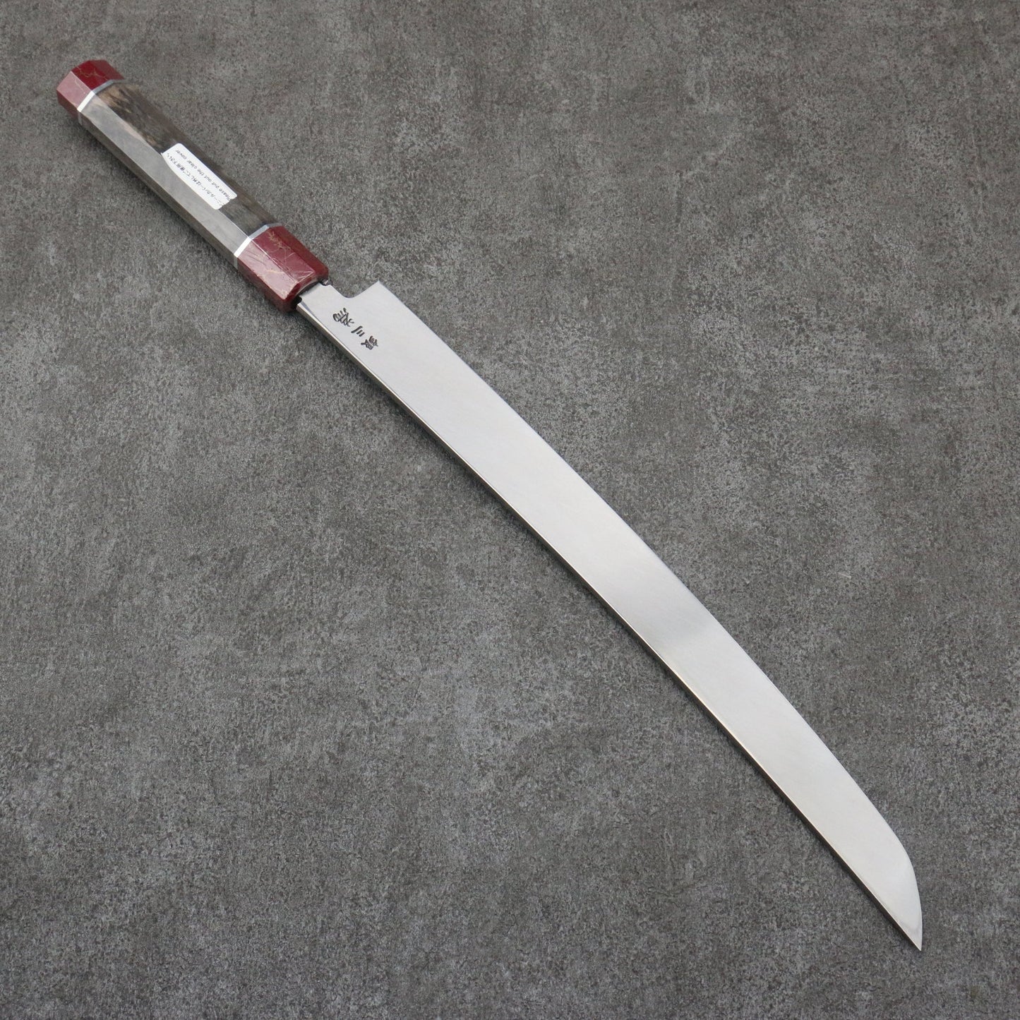 Takayuki Sakai Zangetsu Ginsanko Saki Maruyanagiba Knife 330MM Stabilized Wood Handle with Sheath 堺 孝行 斬月 銀三鋼 先丸柳刃包丁 330MM スタビライズドウッド柄 鞘付き Free ship - Sakai Takayuki Trảm Nguyệt Zangetsu Thép Bạc No.3 Dao thái cá shashimi chuyên dụng Yanagiba (cán tròn) 330mm chuôi dao gỗ Stabilized Có kèm bao