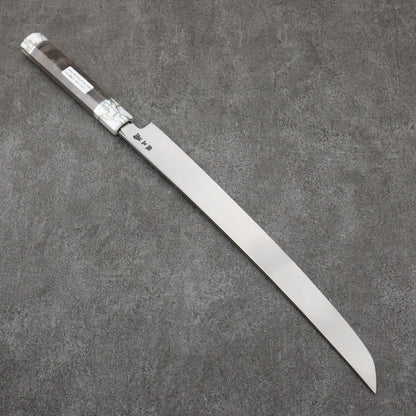 Takayuki Sakai Zangetsu Ginsanko Saki Maruyanagiba Knife 330MM Stabilized Wood Handle with Sheath 堺 孝行 斬月 銀三鋼 先丸柳刃包丁 330MM スタビライズドウッド柄 鞘付き Free ship - Sakai Takayuki Trảm Nguyệt Zangetsu Thép Bạc No.3 Dao thái cá, shashimi chuyên dụng Yanagiba (cán tròn) 330mm chuôi dao gỗ Stabilized Có kèm bao