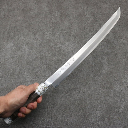 Takayuki Sakai Zangetsu Ginsanko Saki Maruyanagiba Knife 330MM Stabilized Wood Handle with Sheath 堺 孝行 斬月 銀三鋼 先丸柳刃包丁 330MM スタビライズドウッド柄 鞘付き Free ship - Sakai Takayuki Trảm Nguyệt Zangetsu Thép Bạc No.3 Dao thái cá, shashimi chuyên dụng Yanagiba (cán tròn) 330mm chuôi dao gỗ Stabilized Có kèm bao