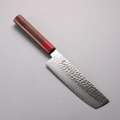 Thương hiệu Sakai Takayuki VG10 33 lớp vân búa Thép Damascus rèn thủ công Dao thái rau chuyên dụng Nakiri 160mm chuôi dao gỗ Đàn Hương ( đính vòng gỗ ép đỏ)