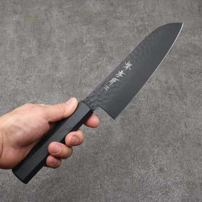 Thương hiệu Sakai Takayuki Kurokage Hắc Ảnh V Gold Số 10 vân búa Dao đa năng Santoku đã xử lý mạ bằng Teflon 170mm chuôi dao hoa văn sơn mài màu đen