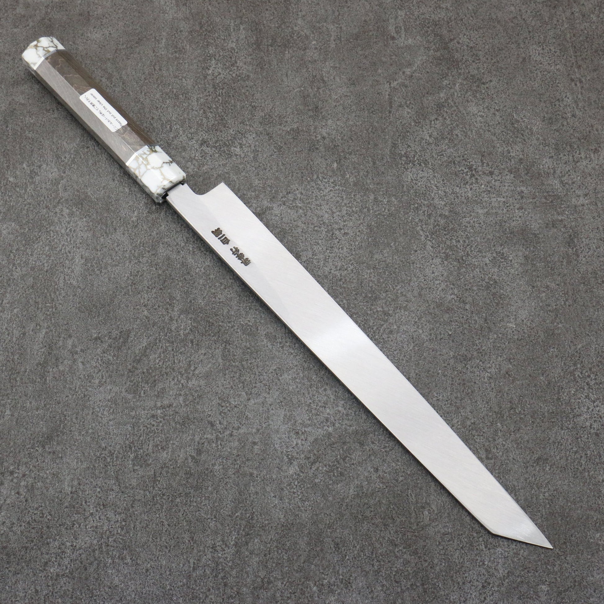 Takayuki Sakai Byakko Shiroichiko Kiritsuki Yanagiba Knife 300MM Stabilized Wood Handle with Sheath 堺 孝行 白虎 白一鋼 切付柳刃包丁 300MM スタビライズドウッド柄 鞘付き Free ship - Sakai Takayuki Byakko Thép trắng No.1 Dao thái cá sashimi Yanagiba 300mm chuôi dao gỗ Stabilized Có kèm bao