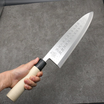 Takayuki Sakai Kubota Sculpture Year Year Year Year Year Old White Steel Deba Knife 300MM Pak Pattern 堺 孝行 窪田彫刻 年年歳歳 白ニ鋼 出刃包丁 300MM 朴柄 Free ship - Thương hiệu Sakai Takayuki Kubota điêu khắc thép trắng Dao làm cá chuyên dụng Deba 300mm chuôi dao gỗ Mộc Lan