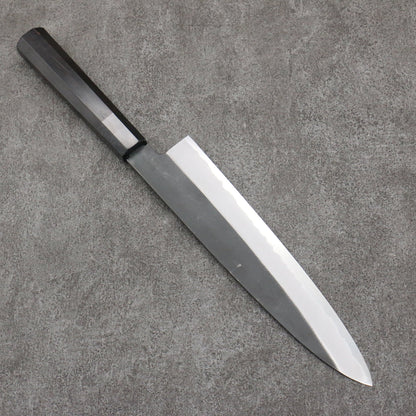 Takayuki Sakai Kubota gold sculpture Five-storied pagoda White steel black finish Gyuto knife 240MM Ebony handle 堺 孝行 窪田金彫刻 五重塔 白ニ鋼 黒仕上げ 牛刀包丁 240MM 黒檀柄 Free ship - Thương hiệu Sakai Takayuki Kubota điêu khắc vàng Chùa Năm tầng thép trắng sơn đen dao Gyuto 240mm tay cầm gỗ Mun