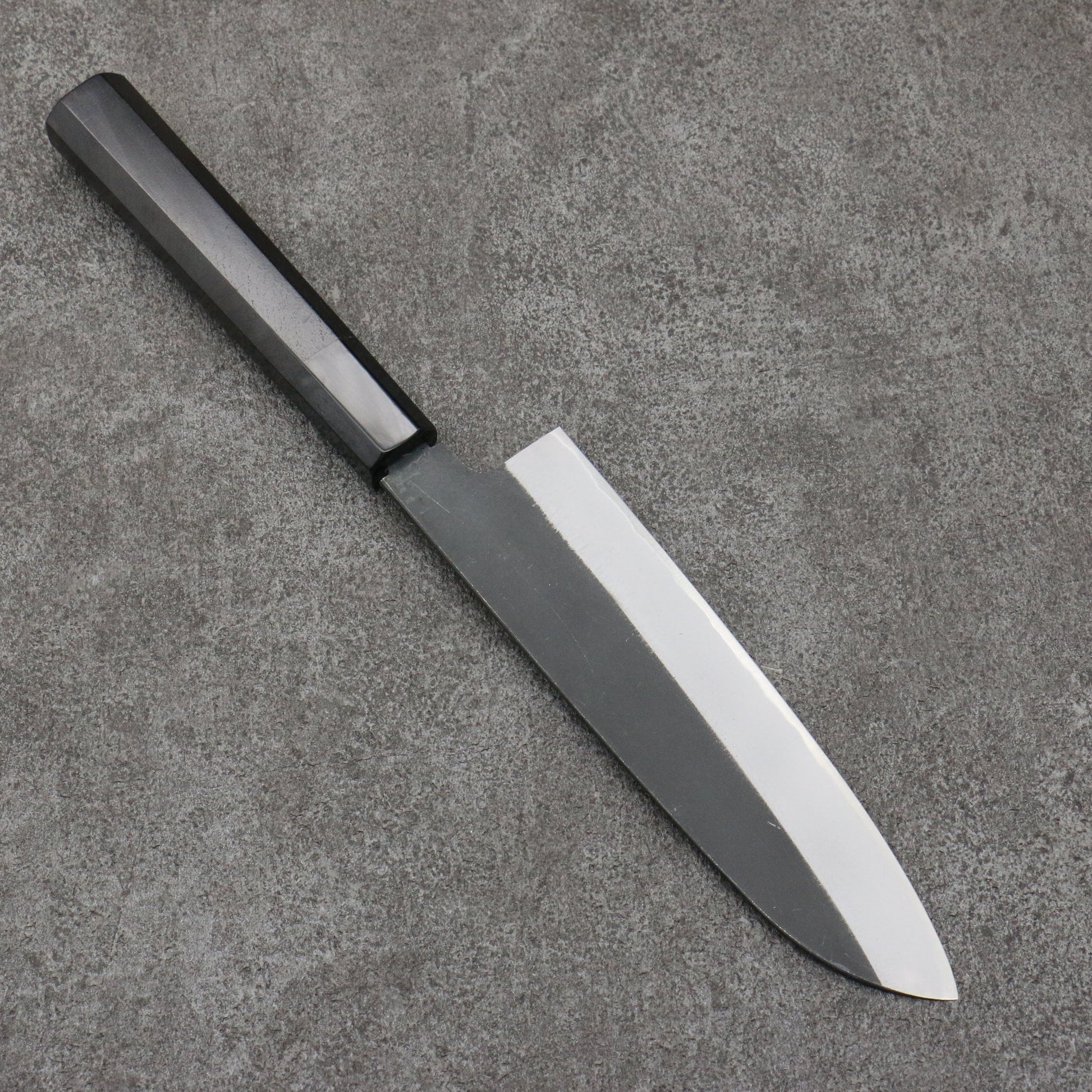 Takayuki Sakai Kubota gold carving Temari white steel black finish Santoku knife 180MM Ebony pattern 堺 孝行 窪田金彫刻 手鞠 白ニ鋼 黒仕上げ 三徳包丁 180MM 黒檀柄 Free ship - Thương hiệu Sakai Takayuki Kubota chạm khắc vàng Temari thép trắng đen Dao đa năng Santoku 180mm chuôi dao hoa văn gỗ Mun