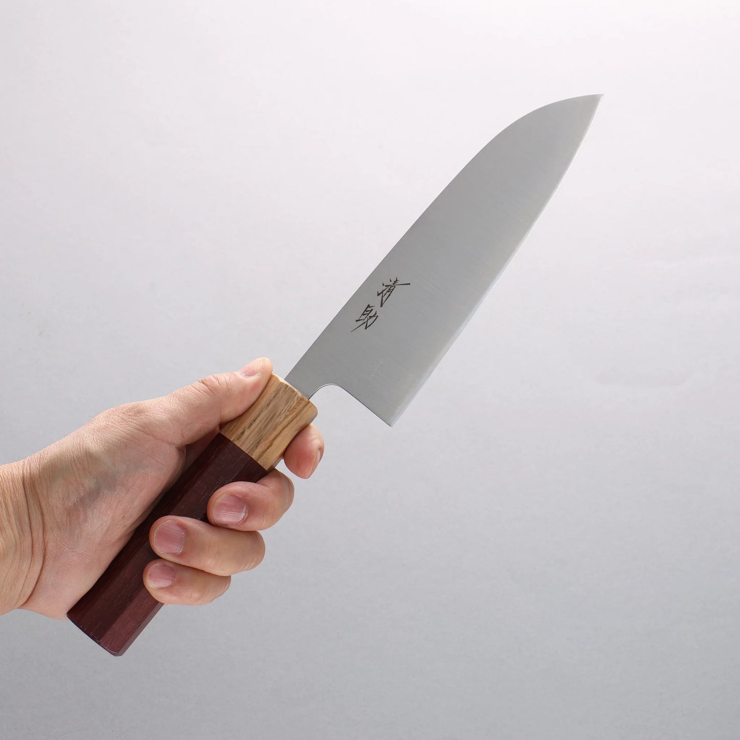 Thương hiệu Seisuke Thép không gỉ 440C Dao đa năng Santoku 165mm chuôi dao trái tim tím (bọc: gỗ Sồi)