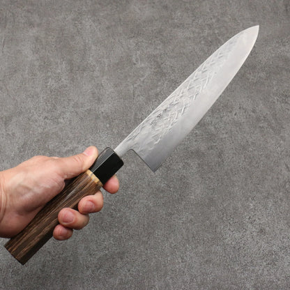 Tadafusa SLD Steel Hammer Gyuto Knife 210MM Grilled Walnut Handle タダフサ SLD鋼 鎚目 牛刀包丁 210MM 焼ウォルナット柄 Free ship - Dao đa năng Gyuto 210mm thương hiệu Tadafusa búa thép SLD dao rèn thủ công