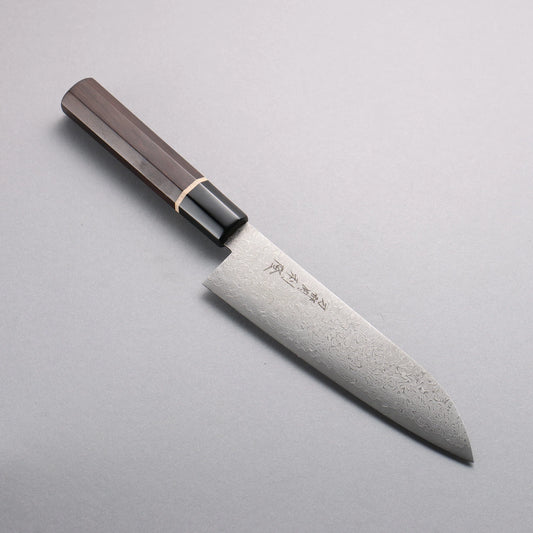 Thương hiệu Toshitaka Seisuke thép VG10 15 lớp Dao đa năng Santoku 180mm chuôi dao gỗ mun (vòng phong, mõm trâu)