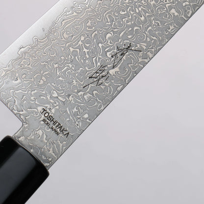 Thương hiệu Toshitaka Seisuke thép VG10 15 lớp Dao đa năng Santoku 180mm chuôi dao gỗ mun (vòng phong, mõm trâu)