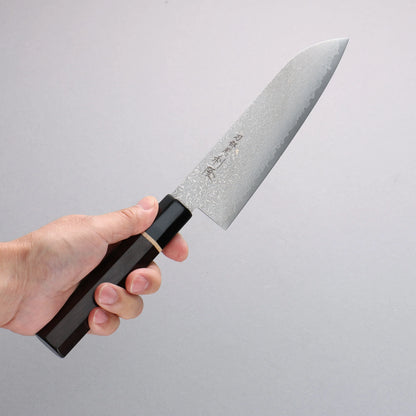 Thương hiệu Toshitaka Seisuke thép VG10 15 lớp Dao đa năng Santoku 180mm chuôi dao gỗ mun (vòng phong, mõm trâu)