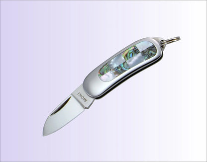 MOKI MINI PENDANT POCKET KNIFE W/ CHECKERED WHITE MOTHER OF PEARL AND ABALONE Free ship - Thương hiệu Moki Knife AUS6 Dao gập chuôi dao ngọc trai trắng và bào ngư Có kèm bao 28mm