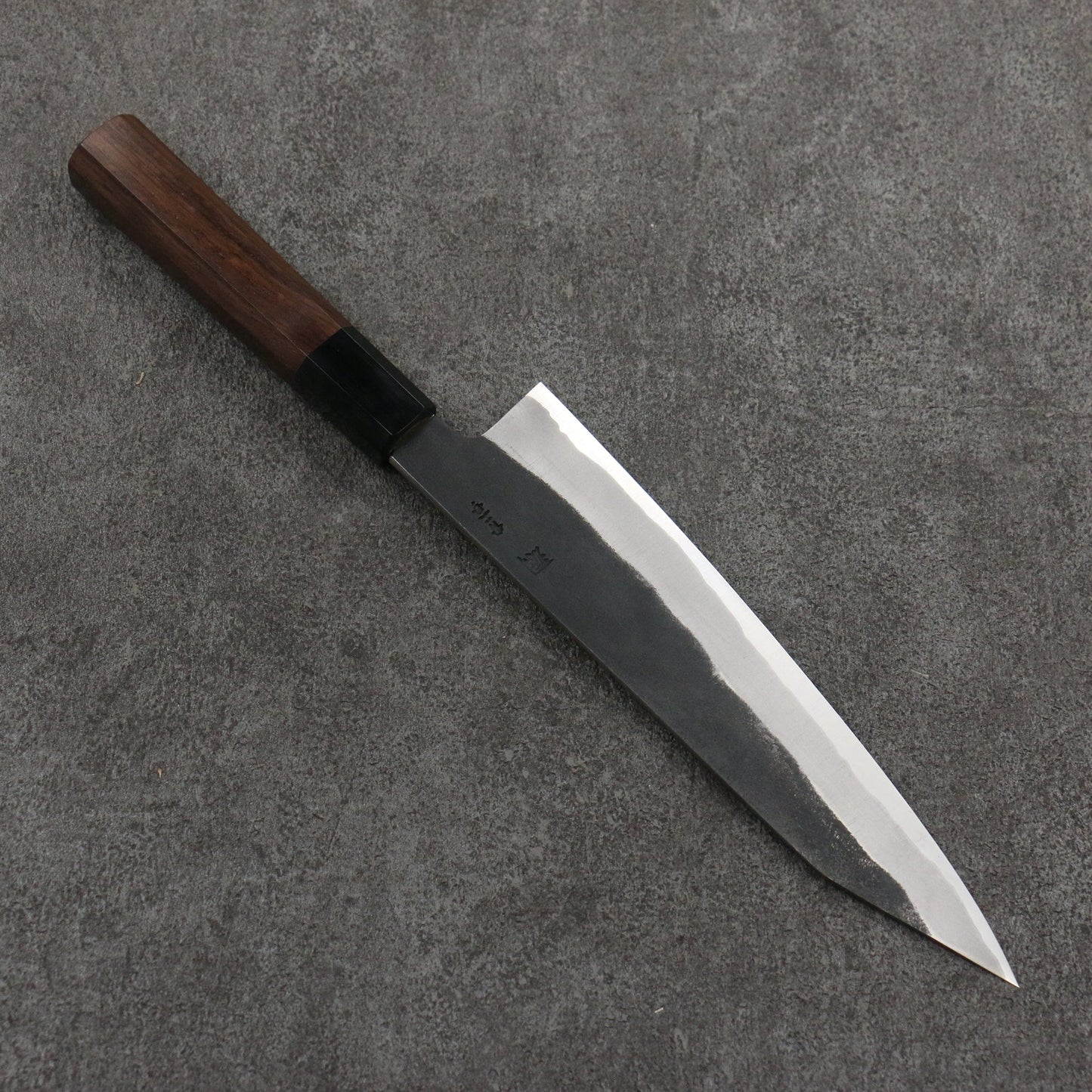 Thương hiệu Tanaka Shigeki Thiết Hỏa Tekka Thép xanh No.2 Kurouchi Dao đa năng Kiritsuke Gyuto 210mm chuôi dao gỗ cây Óc Chó