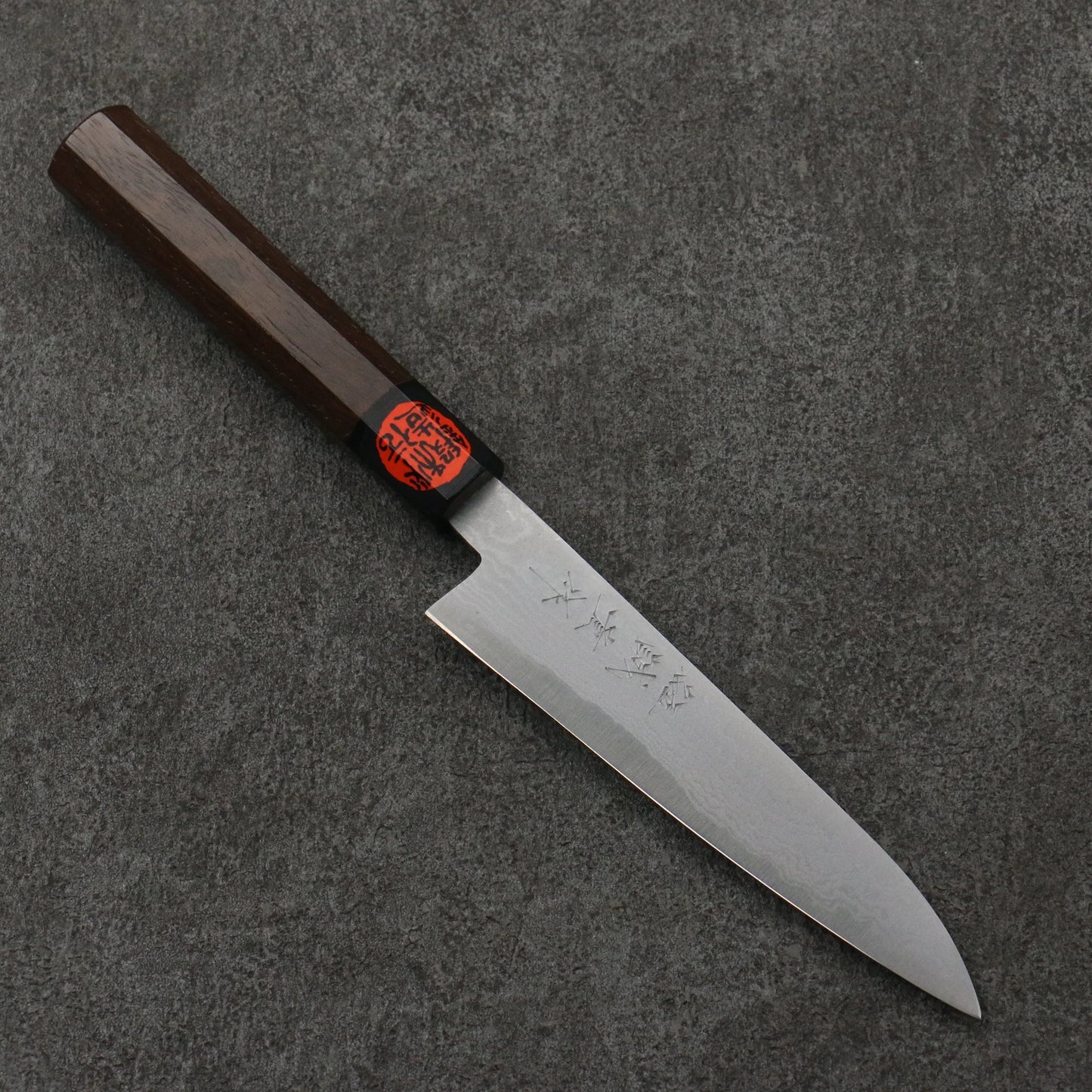 Thương hiệu Tanaka Shigeki thép siêu xanh thép Damascus Dao nhỏ gọt trái cây Petty Knife 135MM chuôi dao gỗ quả óc chó