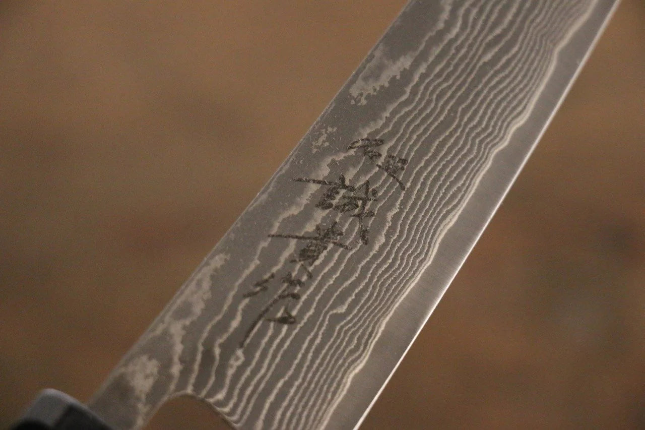 Thương hiệu Tanaka Shigeki Habazan thép SG2 Dao nhỏ Petty Damascus 150MM chuôi dao gỗ mun