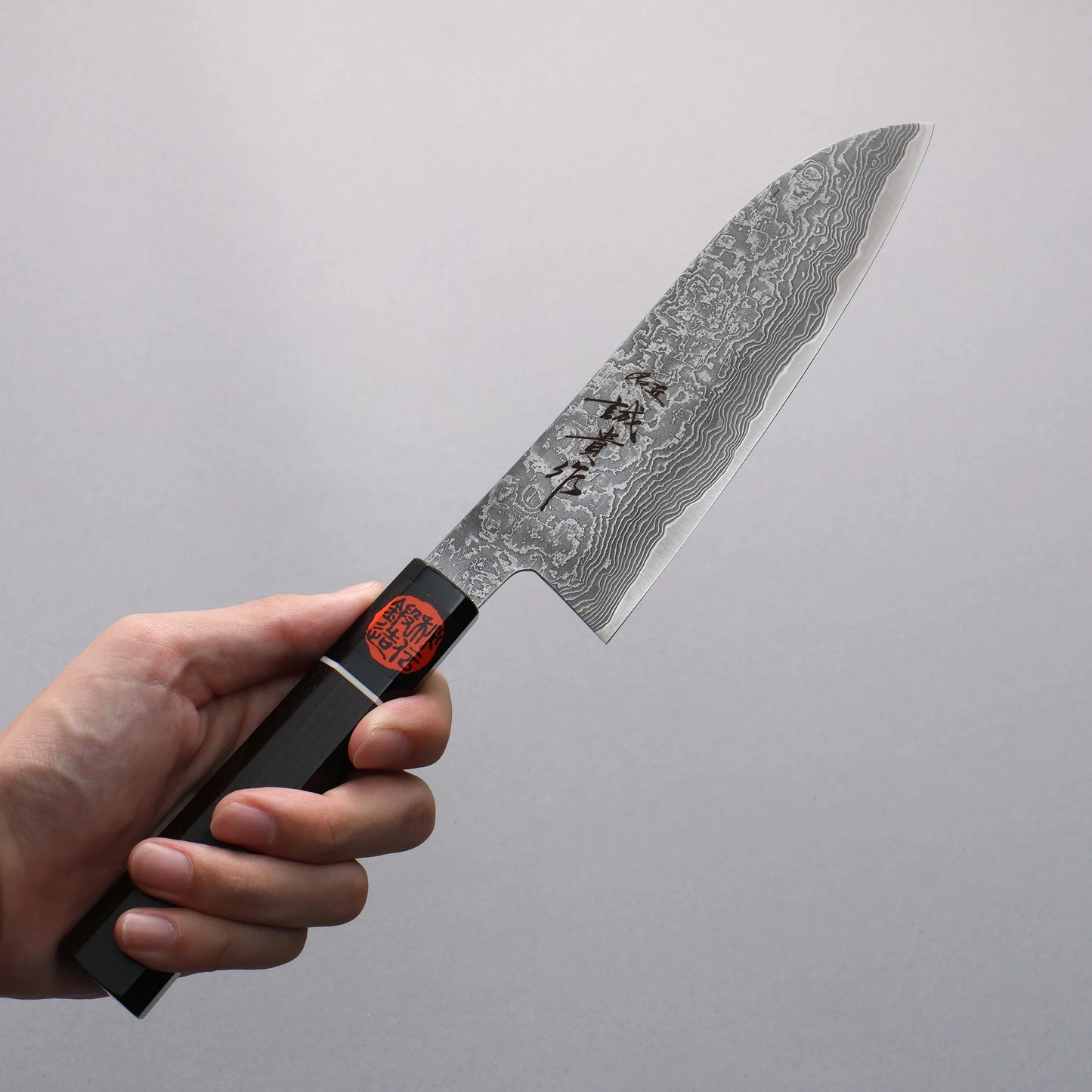 Thương hiệu Shigeki Tanaka Habazan SG2 Thép Damascus Dao đa năng Santoku 165mm chuôi dao gỗ Mun