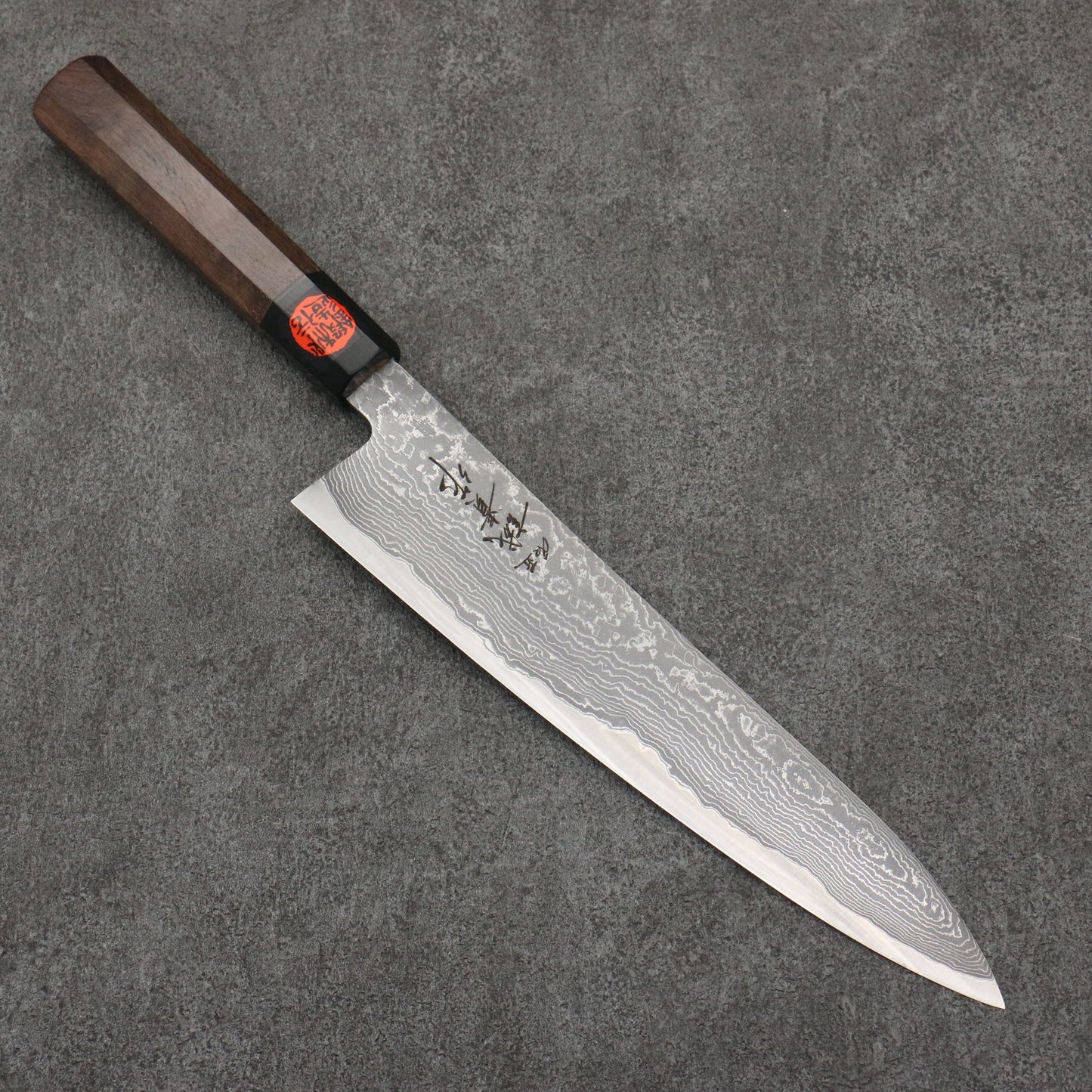 Thương hiệu Tanaka Shigeki dòng gió mùa xuân thép SG2 Damascus Dao đa năng Gyuto 240MM chuôi dao gỗ quả óc chó