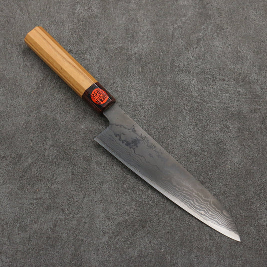 Thương hiệu Tanaka Shigeki VG10 Thép Damascus Nhuộm Đen Dao đa năng Gyuto 210mm chuôi dao gỗ Keyaki (1 loại gỗ ở nhật)