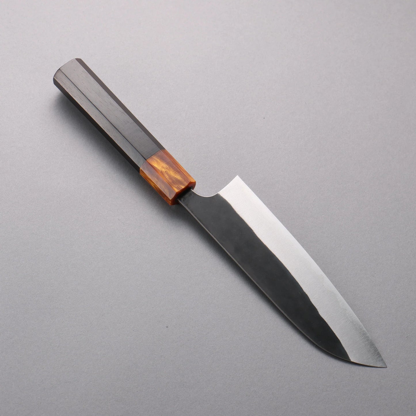 Thương hiệu Yoshimi Kato Thép siêu xanh Đen Dao đa năng Santoku 170mm chuôi dao gỗ mun (bọc: nhựa màu cam)